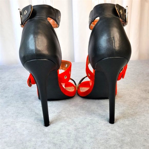 ☆ Cape Robbin 3 Straps Red, Black & Leopard 4.5" Stiletto Heels - Picture 5 of 10